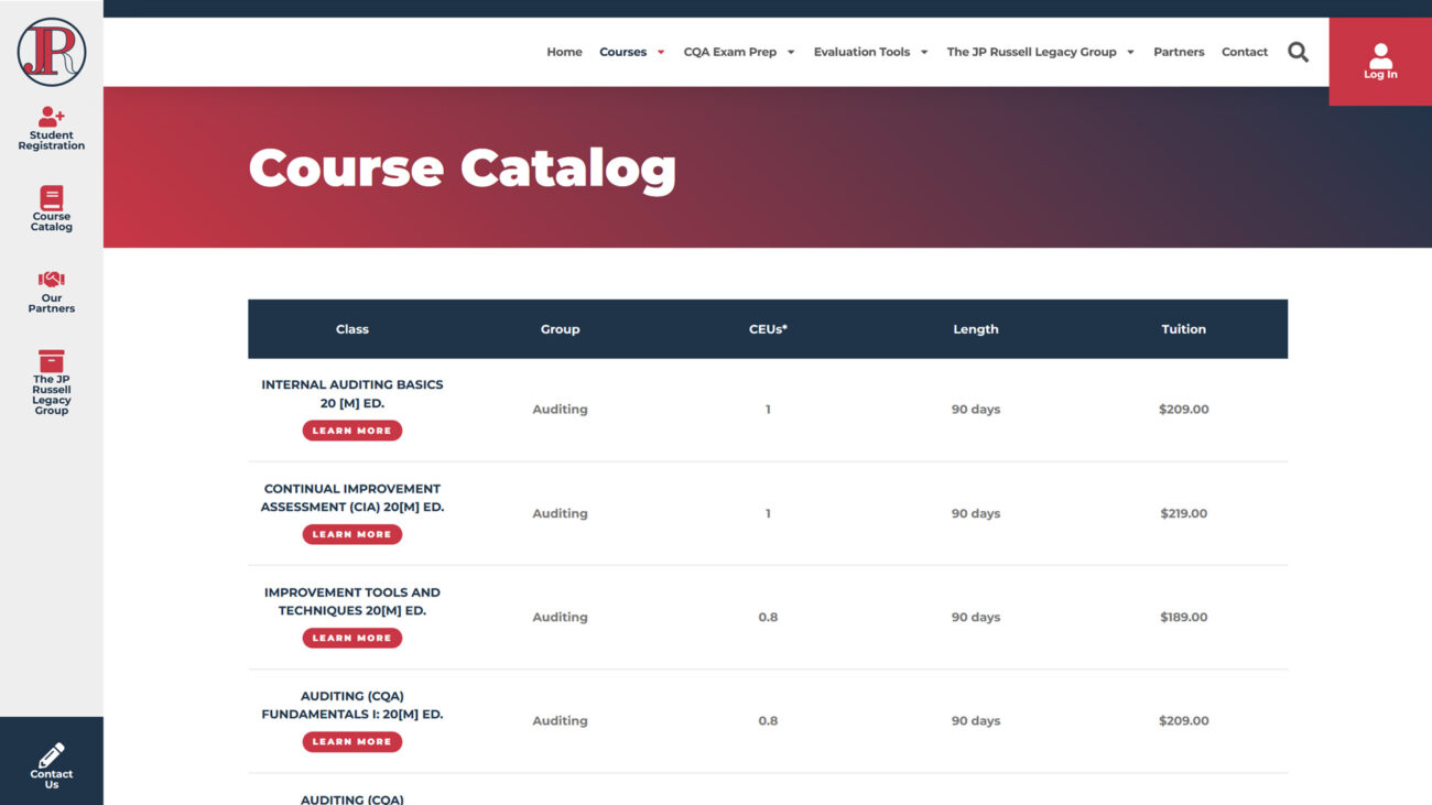 jpr_learning_website_courses JP Russell Learning Center